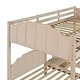 preview thumbnail 7 of 16, Full Over Twin & Twin Bunk Bed Velvet Triple Bunk Bed with Drawers and Guardrails, Beige