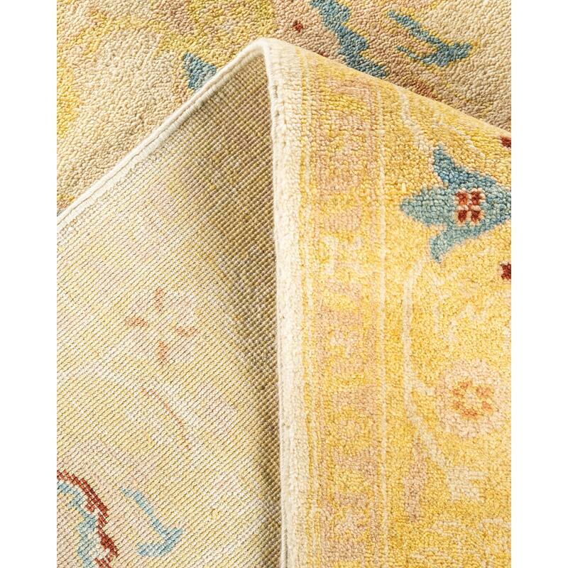 Overton Handknotted Wool Contemporary Floral Ivory Area Rug - 6' x 9'