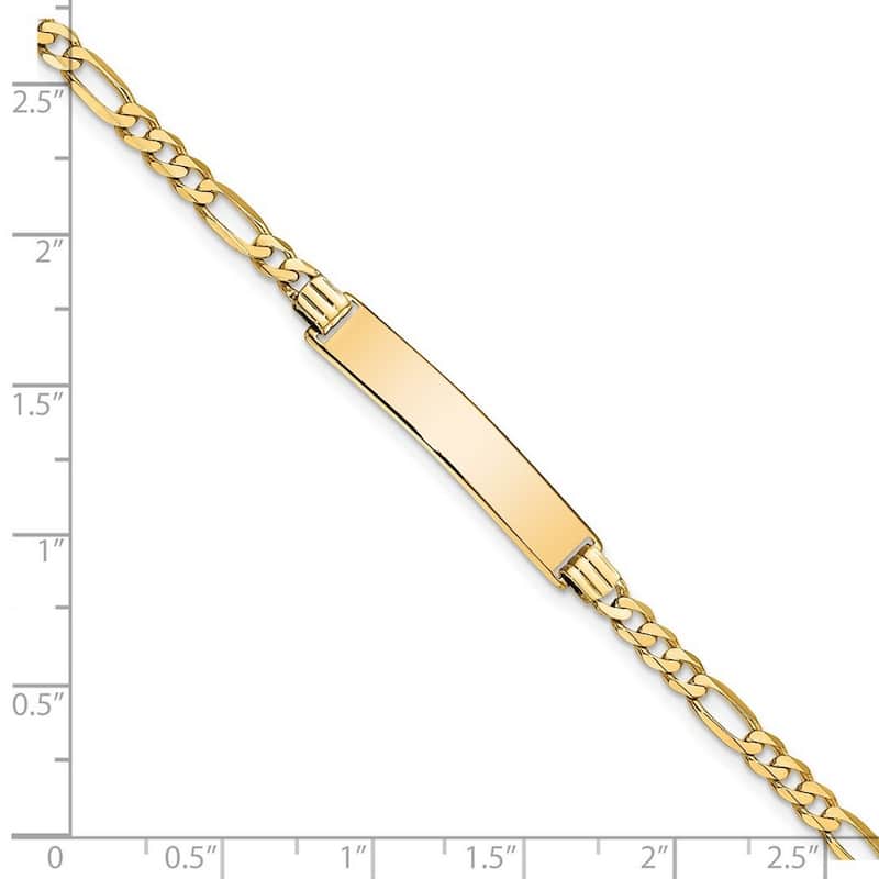 Curata 6.2mm 14k Yellow Gold Engravable Flat Figaro Link ID Bracelet
