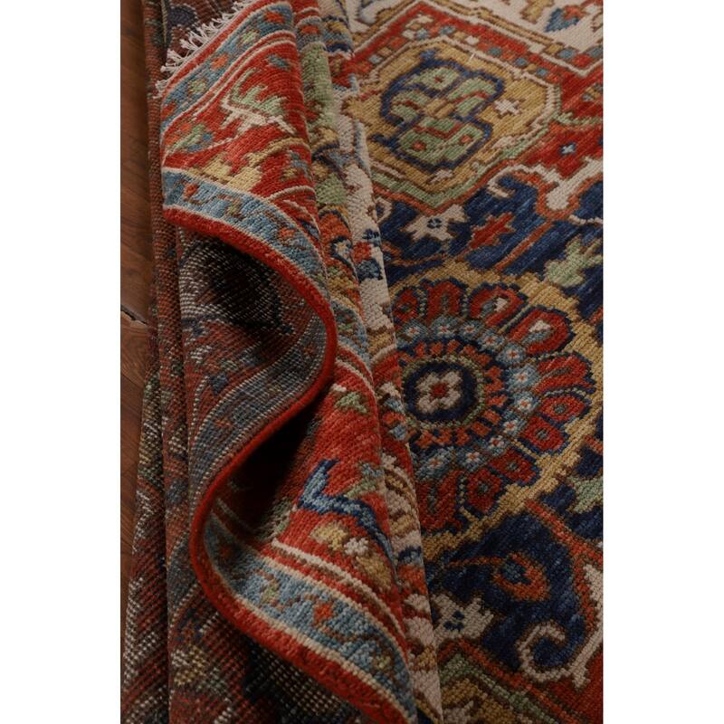 Orange & Ivory Heriz Serapi Indian Area Rug Hand-Knotted Wool Carpet - 8'9"x 11'10"