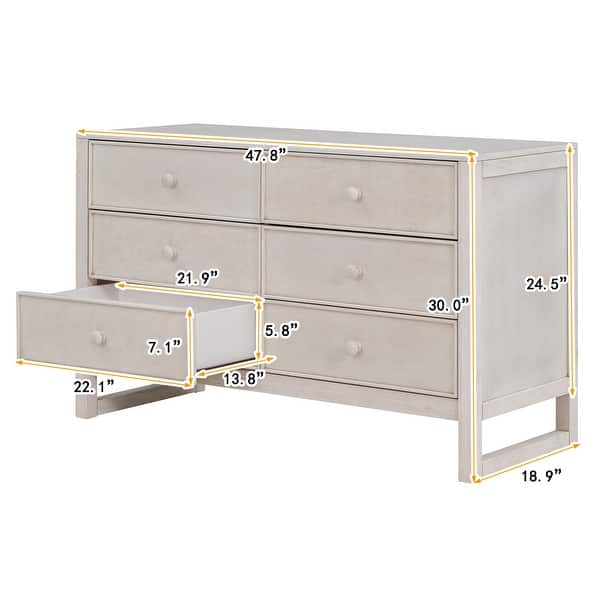 dimension image slide 0 of 2, Nestfair Rustic Wooden Dresser Storage Cabinet with 6 Drawers