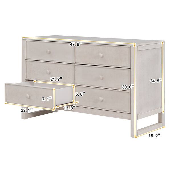 Rustic Storage Cabinet Wooden Dresser with 6 Drawers - Bed Bath ...