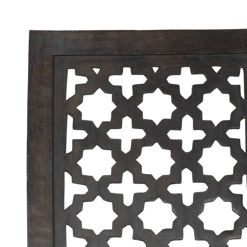 Black Wood Handmade Carved Geometric Home Wall Decor