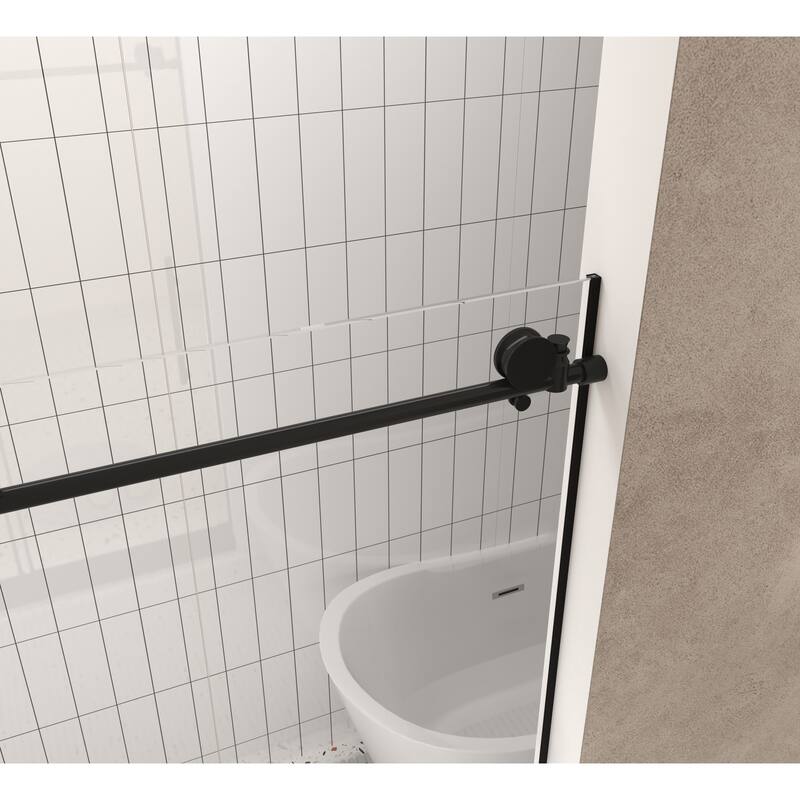 GDFStudio - Aldridge Frameless Sliding Bathroom Shower Door, Adjustable Width with Clear Tempered Safety Glass