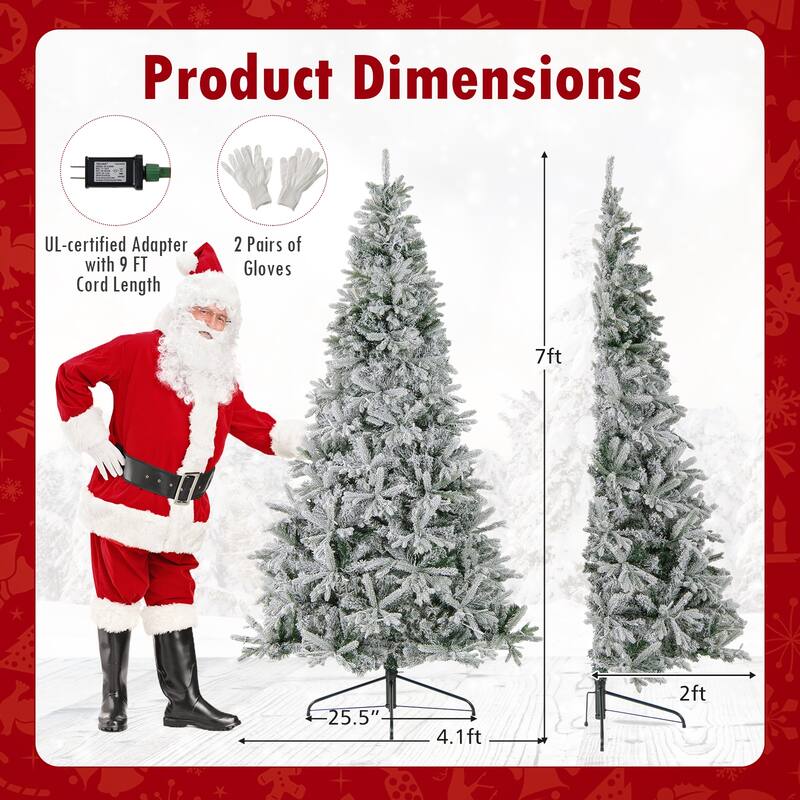 Gymax 7 FT Half Artificial Christmas Tree w/ 852 Branch Tips & 240 LED