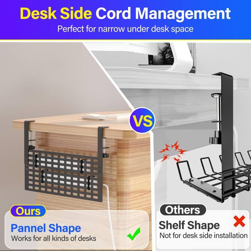 32" No Drill Cable Management Under Desk - 16" W x 6.7" H
