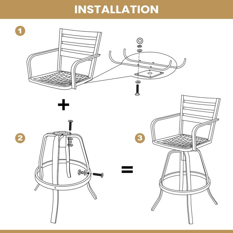 Outdoor Patio Swivel Aluminum Bar Stools Dining Chairs with Sunbrella Cushion
