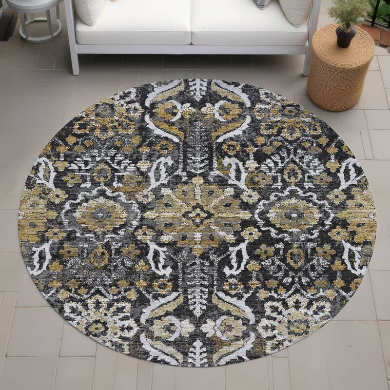 Machine Washable Indoor/ Outdoor Global Firestone Chantille Rug - Black - 8' x 8'