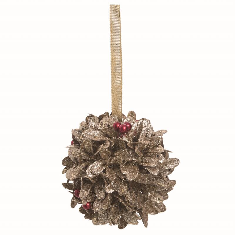 Transpac Artificial Green Christmas Leaves and Berry Ball