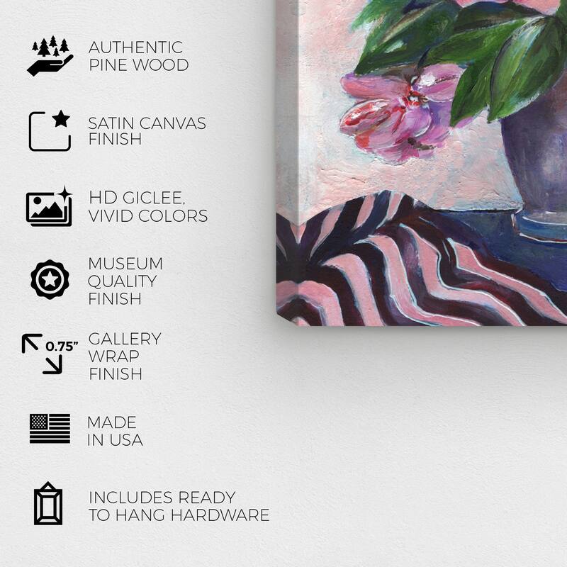 Wynwood Studio Canvas Floral and Botanical Romance is in the air Pink and Traditional Wall Art Canvas Print - Pink, Blue
