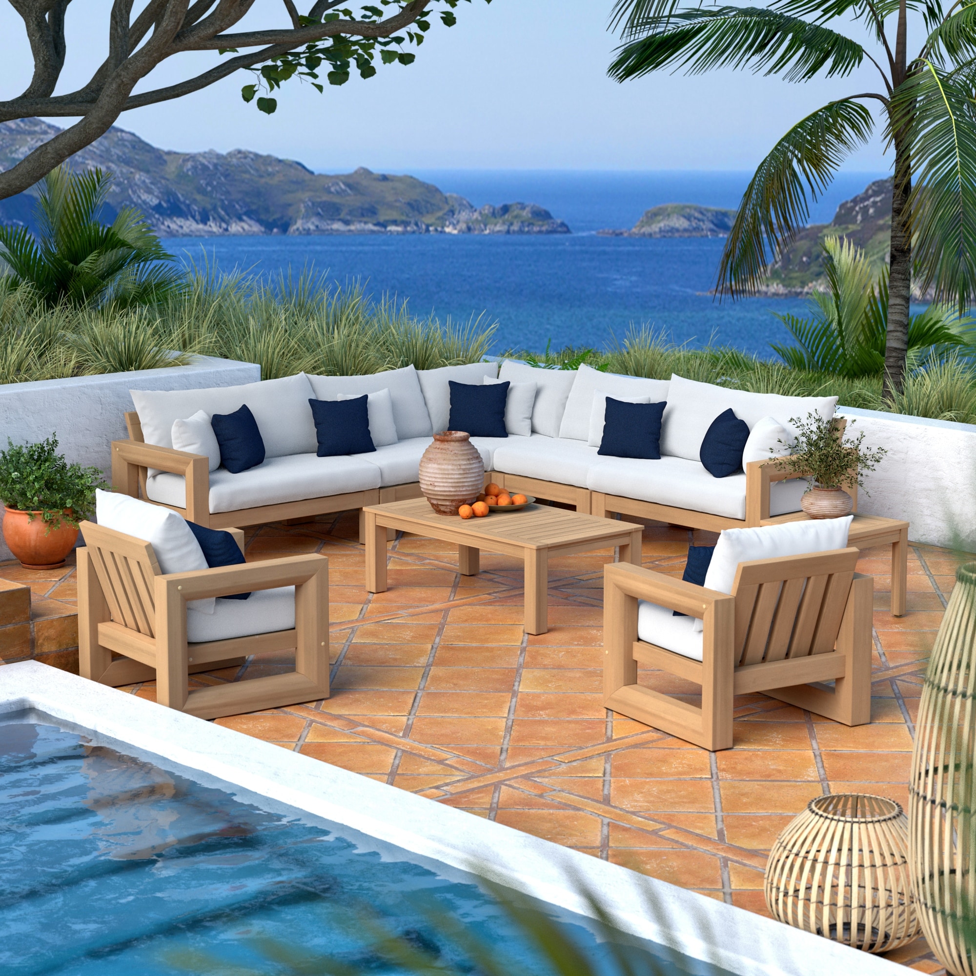 Sunbrella Acacia Outdoor Seating Bed Bath Beyond
