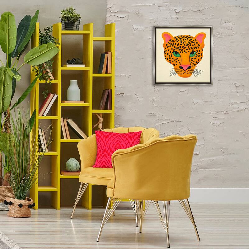 Stupell Modern Leopard Wildlife Face Framed Floater Canvas Wall Art Design By Carrie Cantwell