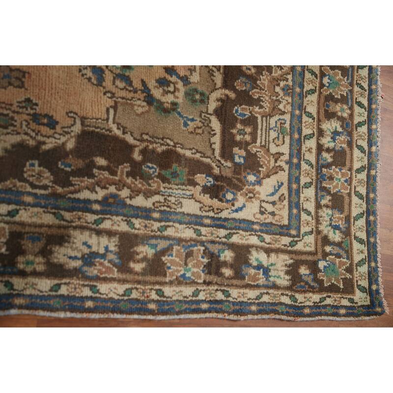 Hand Knotted Oriental 100% Wool Carpet Traditional Floral Peach Hamedan Area Rug - 10' 2'' X 6' 7''
