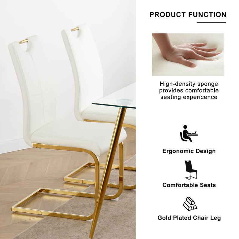 Modern Dining Chairs with Chrome Metal Legs Set of 2
