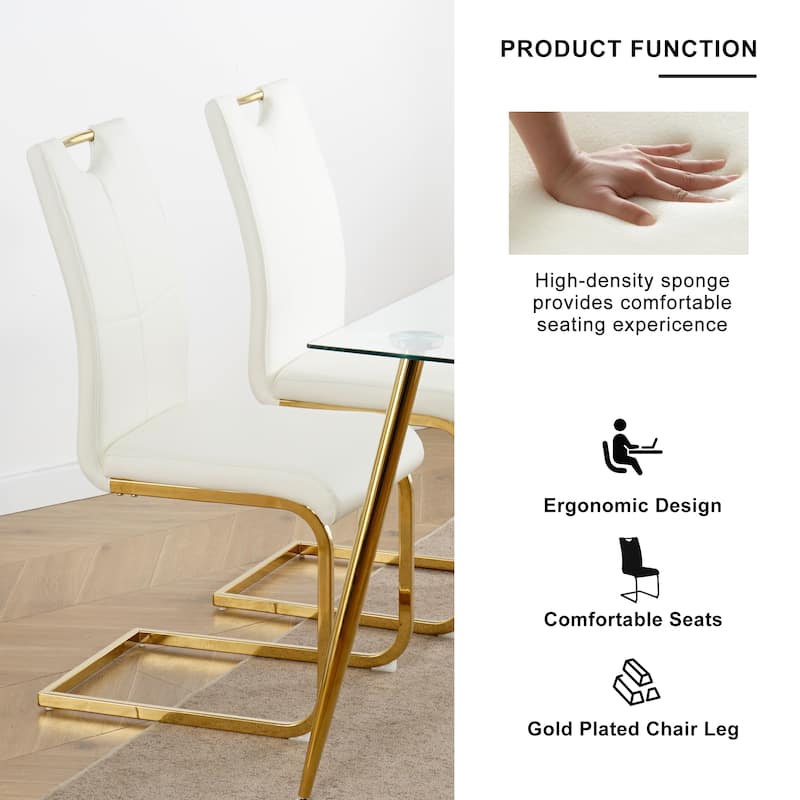 Set of 2 Modern Faux Leather Dining Chairs with Metal Legs