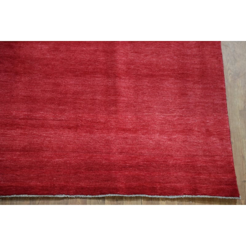 Hand Knotted Oriental 100% Wool Carpet Modern Solid Red Gabbeh Area Rug - 11' 11'' X 8' 9''