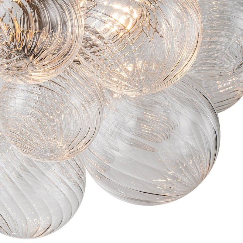 Modern Ribbed Glass Globe Cluster Bubble Semi Flush - Brass, Nickel