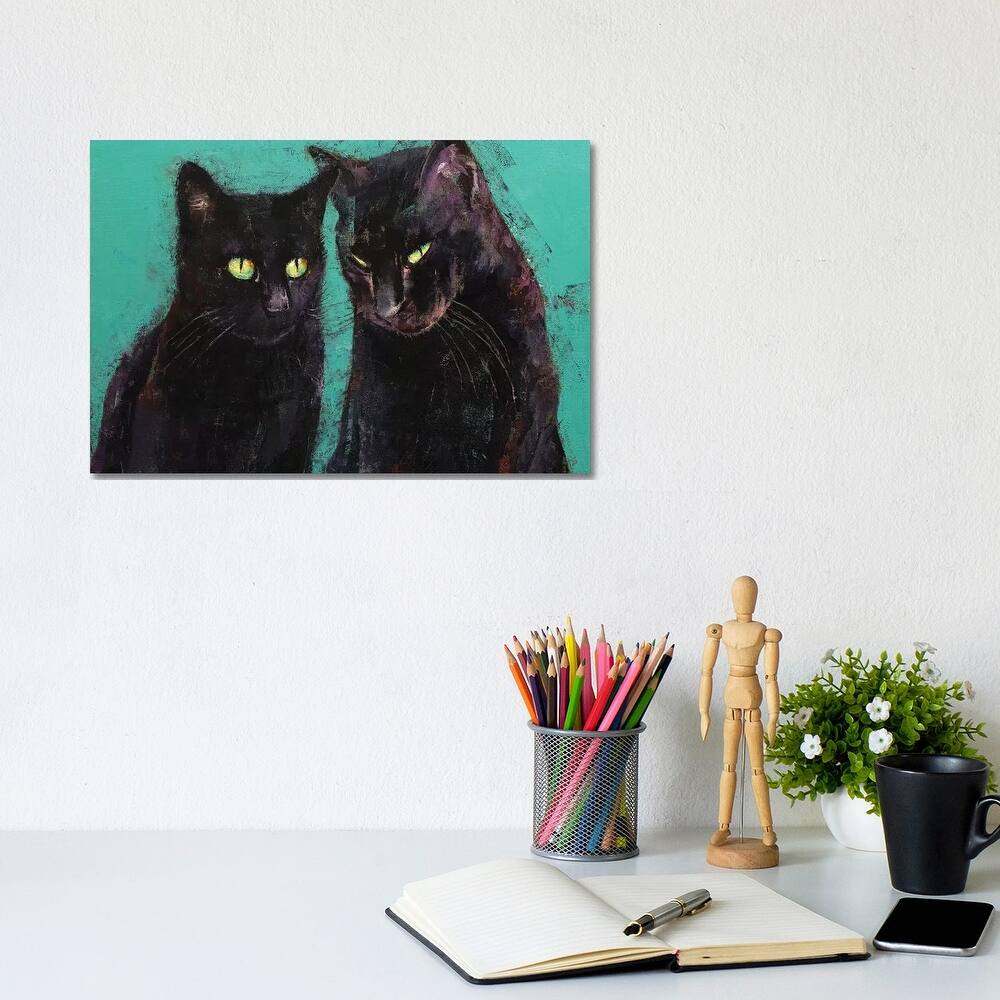 iCanvas "Two Black Cats " by Michael Creese Canvas Print