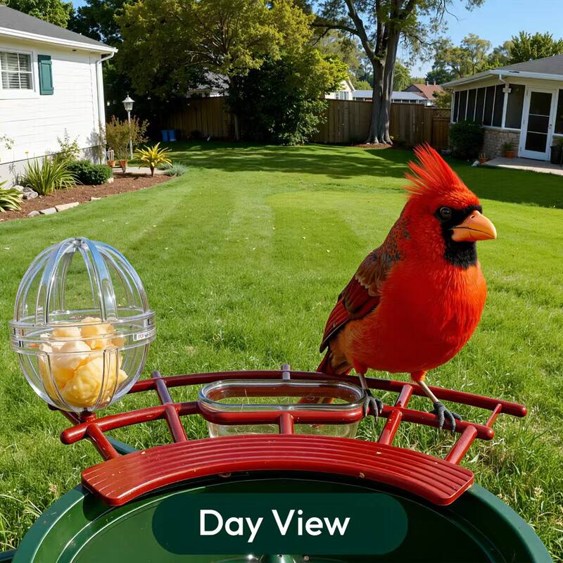 Smart Solar Bird Feeder with Camera and AI Identify Bird Species - 7.03 in. W x 7.03 in. D x 8.13 in. H