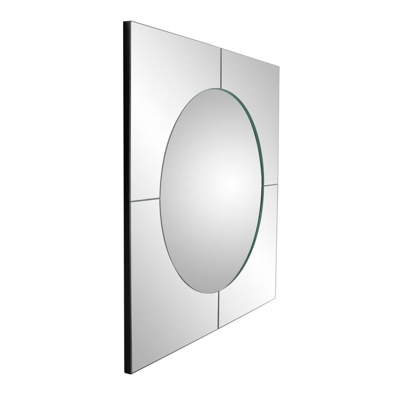 Allan Andrews Frameless Convex Round Mirror with Outer Flat Sections - 27.75"H x 27.75"W