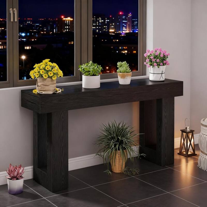 Anmytek Farmhouse Console Table,Wooden Rectangular Sofa Table Behind Couch for Entrance