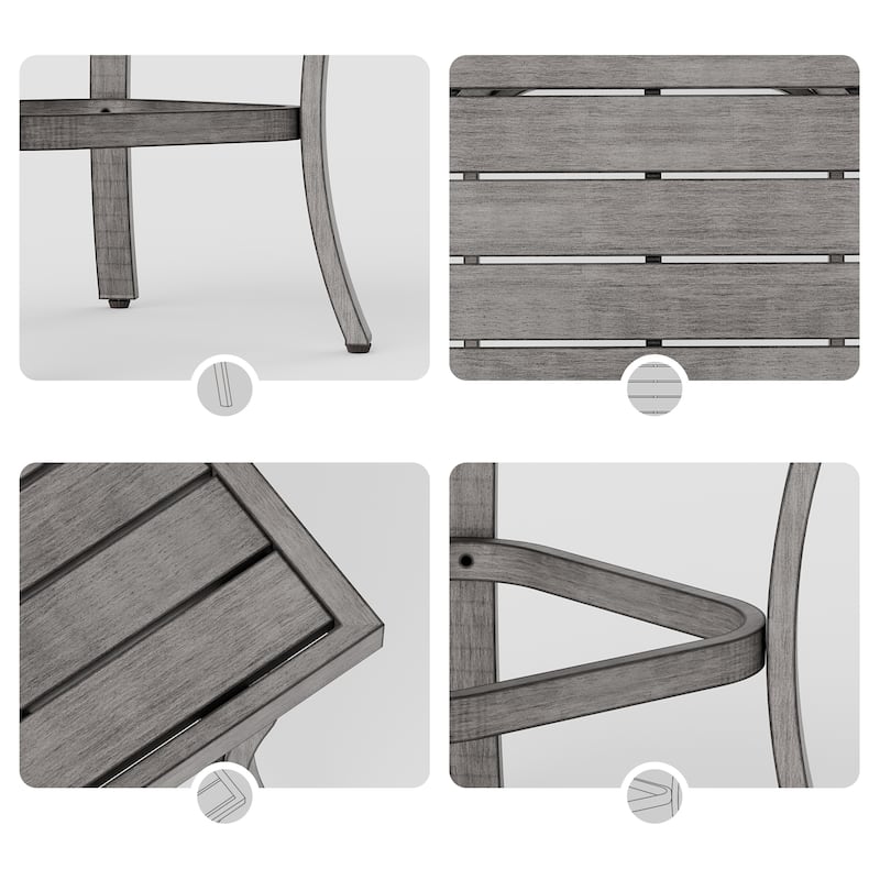 2-Piece Aluminum Patio Chaise Lounge with Side Table and Gray Cushions