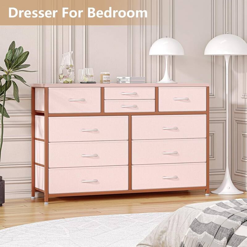 10 Drawer Dresser,TV Stand Entertainment Center Fabric Storage
