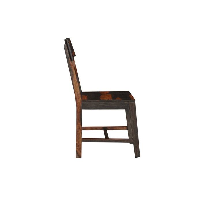 HomeRoots Set of Two Dark Brown Solid Wood Ladder Back Dining Side Chairs - 18.00 in. x 36.00 in. x 18.00 in.