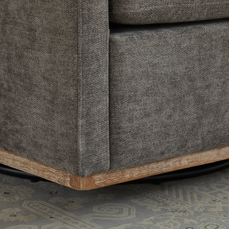 Chenille Square Swivel Accent Chair with 360掳 Rotation, Removable Back Cushion, and Solid Wood Frame