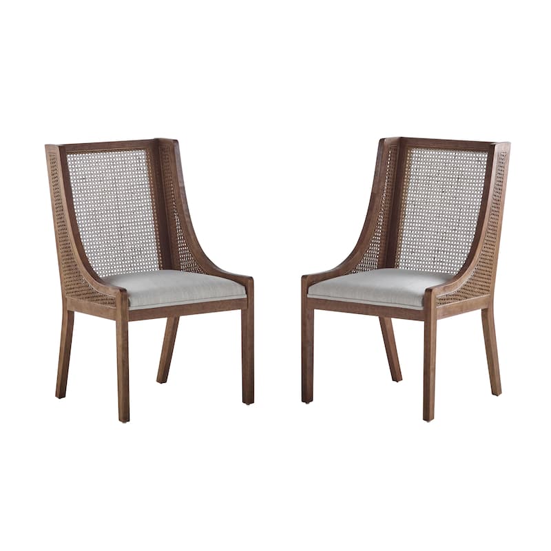 Maurers Cane and Wood Upholstered Dining Chairs (Set of 2) by Christopher Knight Home