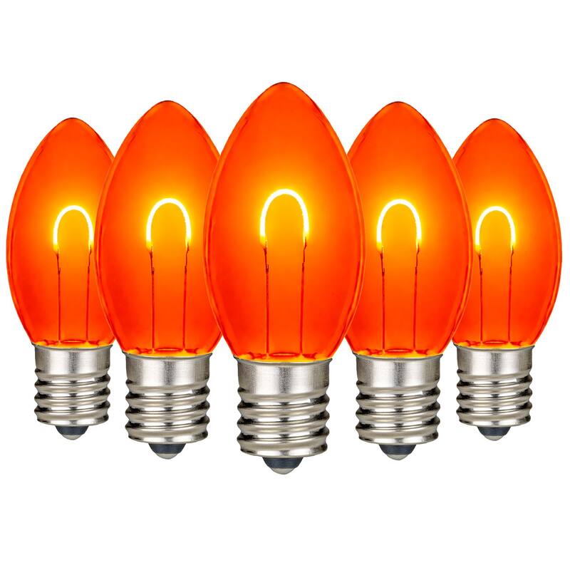 25 Pack C9 LED Outdoor Christmas Replacement Bulbs, Warm White, C9/E17 Base - Orange