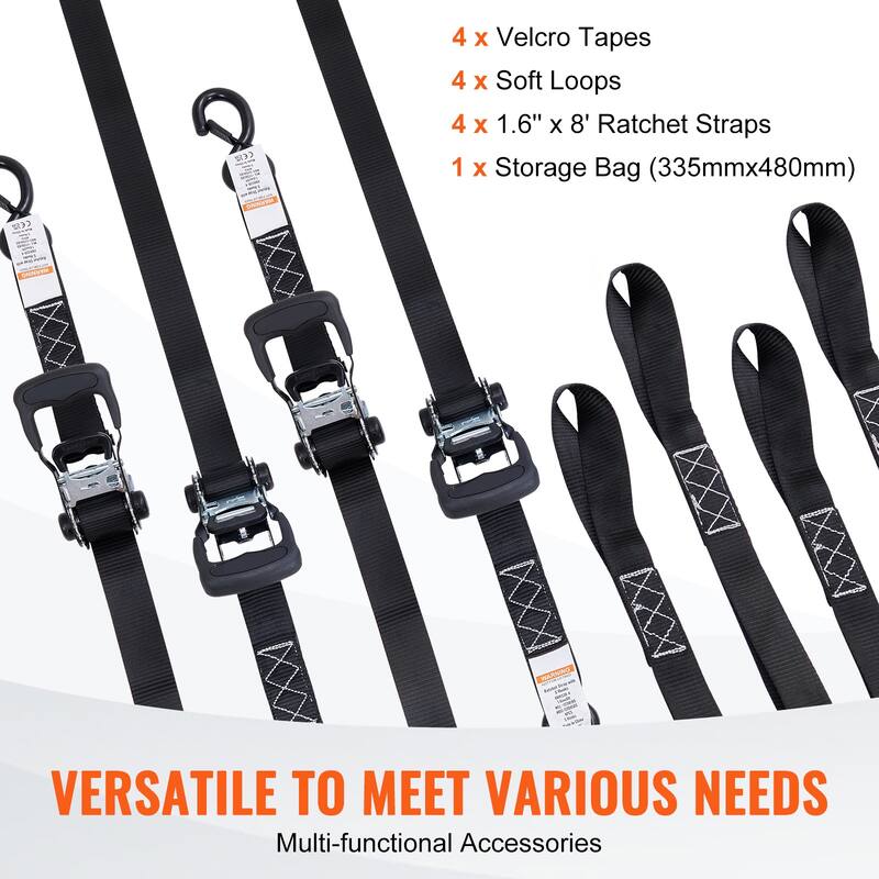 Ratchet Tie Down Straps for Moving Securing Cargo, Appliances, Motorcycle