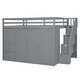 preview thumbnail 11 of 38, Full Size Wood Loft Bed With Built-in Wardrobes,Cabinets and Drawers