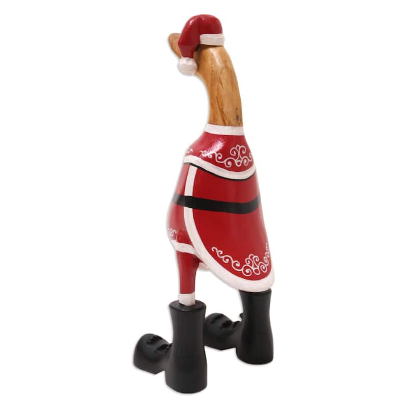 Novica Handmade Noel Duck Bamboo Root And Teak Wood Figurine
