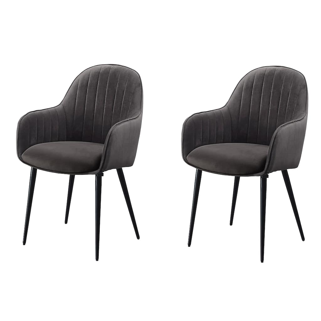 Dark Grey and Black Tufted Back Dining Chairs (Set of 2)