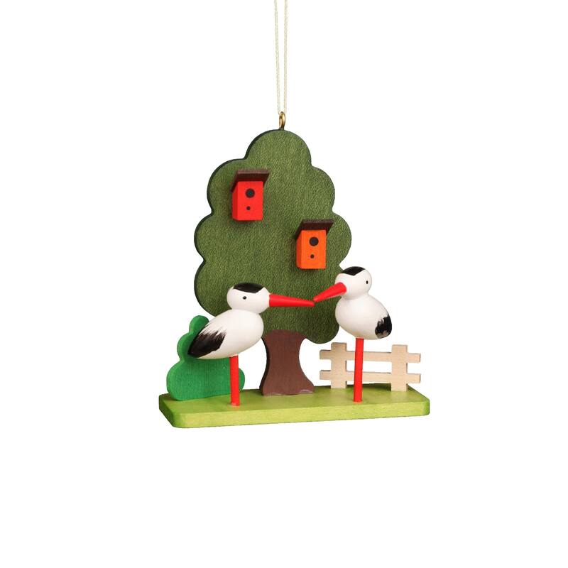 3.25" christian ulbricht stork couple at tree easter ornament