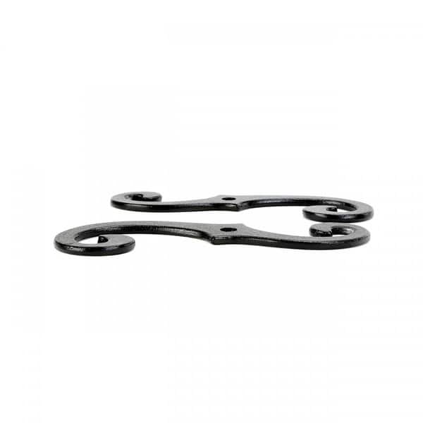 6-Pair Black Wrought Iron Propeller Shutter Dogs – Rust-Resistant Mounting Hardware