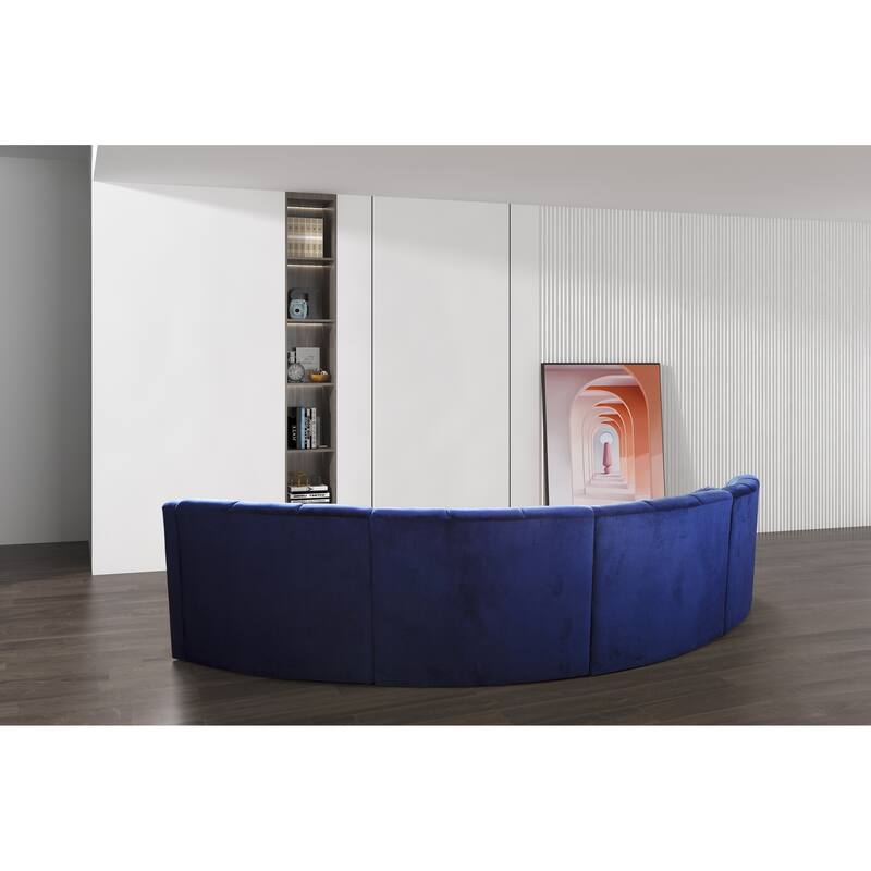 Velvet Symmetrical Modular Legless Curved Floor Sofa - 153"
