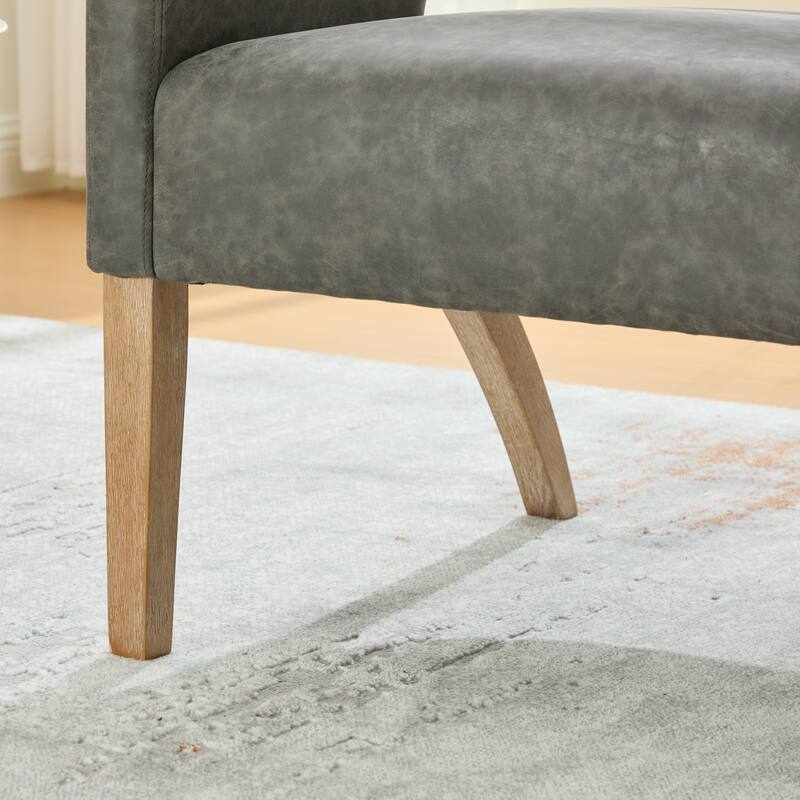 26.3"W PU Leather Accent Chair,Modern Armchair with Wood Legs