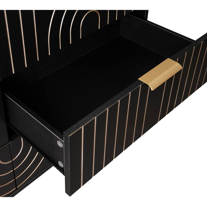 Modern 6-Drawer Double Dresser with Metal Golden Handles and Golden Leg, Storage Cabinet for Bedroom, Living Room