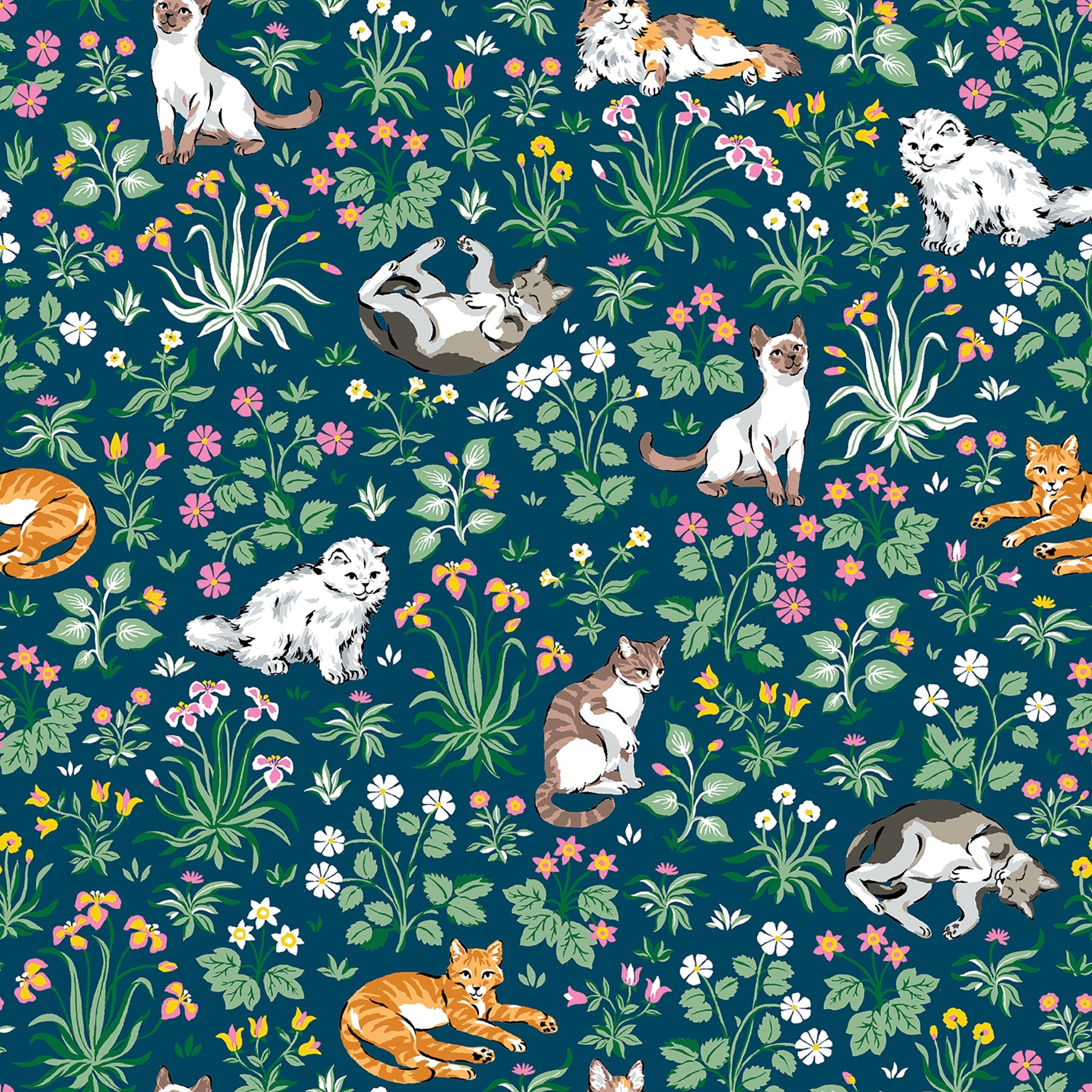 Must Love Cats Indigo Peel and Stick Wallpaper
