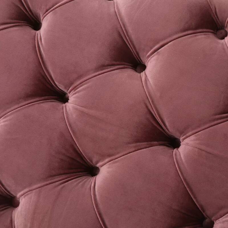 Luxurious Velvet Upholstered Ottoman Bench with Button-Tufted Diamond Stitching for Modern Glam Decor and Versatile Use