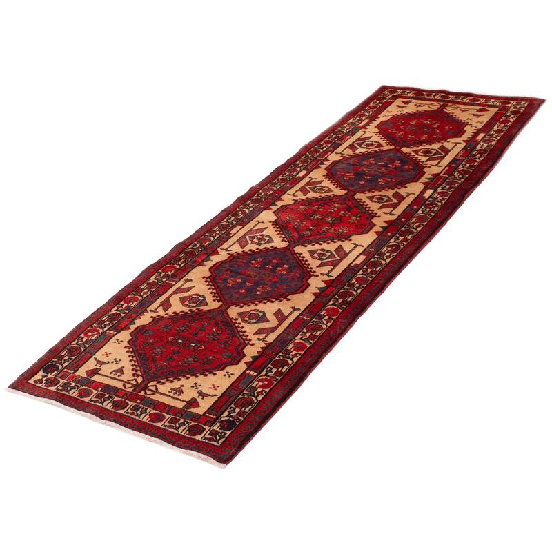 ECARPETGALLERY Hand-knotted Konya Anatolian Beige, Red Wool Rug - 3'9 x 11'2