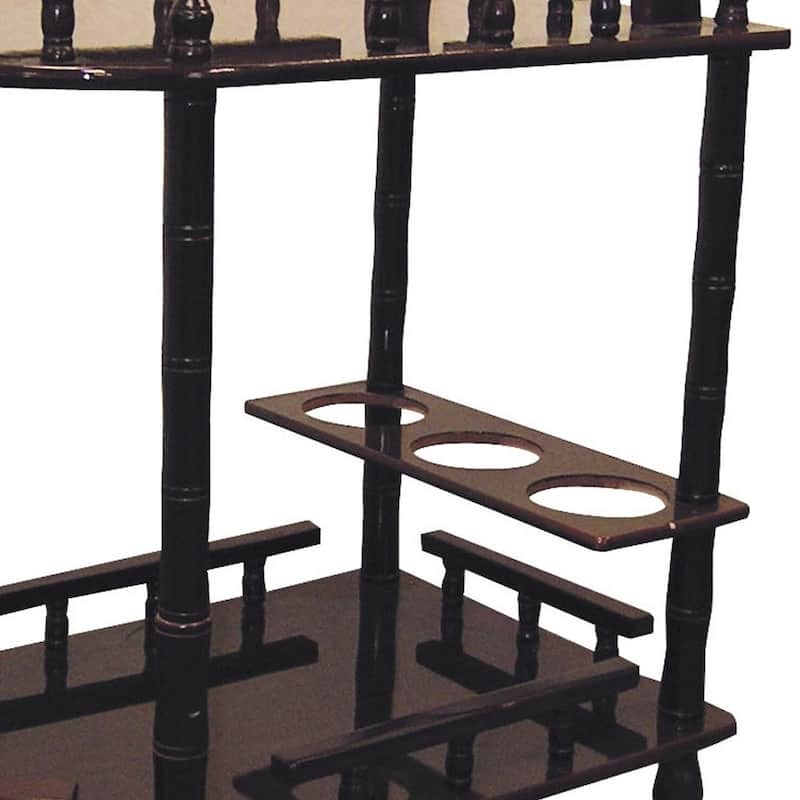 HomeRoots 24" Dark Brown Rolling Bar Cart - 23.50 in. x 29.00 in. x 15.00 in.