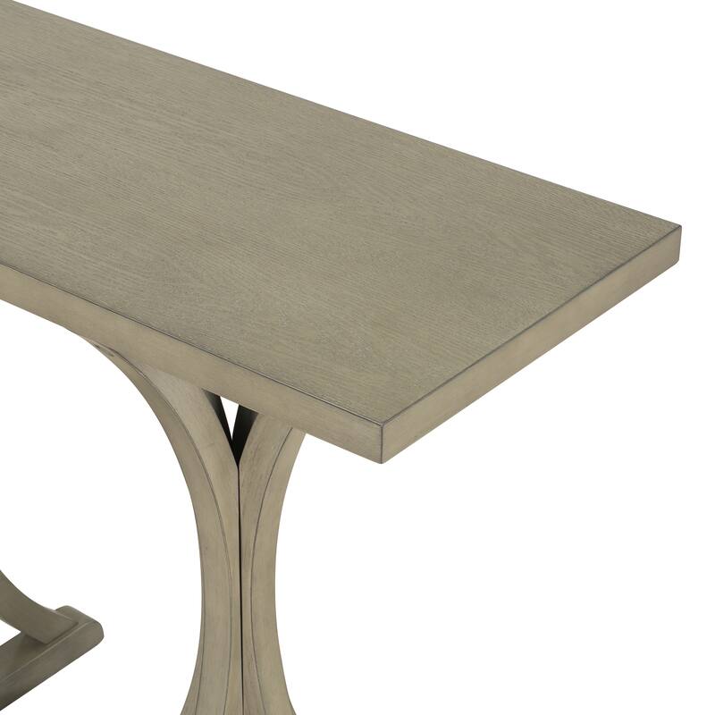 Wooden Console Table with Oak Veneer Top & Curved Legs, Living Room Entryway Table Sofa Side Table Accetn Table