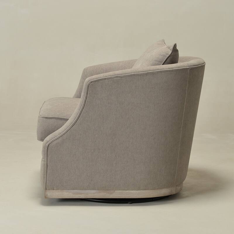 KINWELL 31" Wide Linen Fabric Upholstered Swivel Barrel Accent Chair