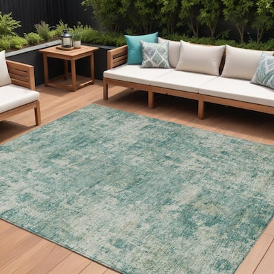 HomeRoots Abstract Transitional Rectangle Outdoor Rug