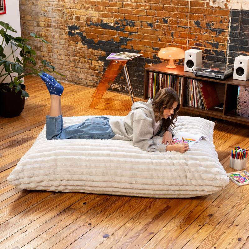 Pillow Saxx Bean Bag Rocking Chair - Elegant Oversized Rocker with Modern Wood Frame