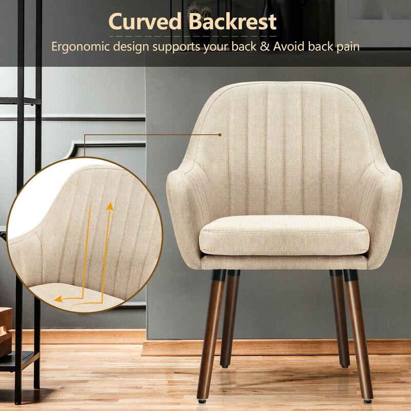 Gymax Set of 4 Accent Chairs Fabric Upholstered Armchairs w/Wooden - 17.5'' x 17.5'' x 3''
