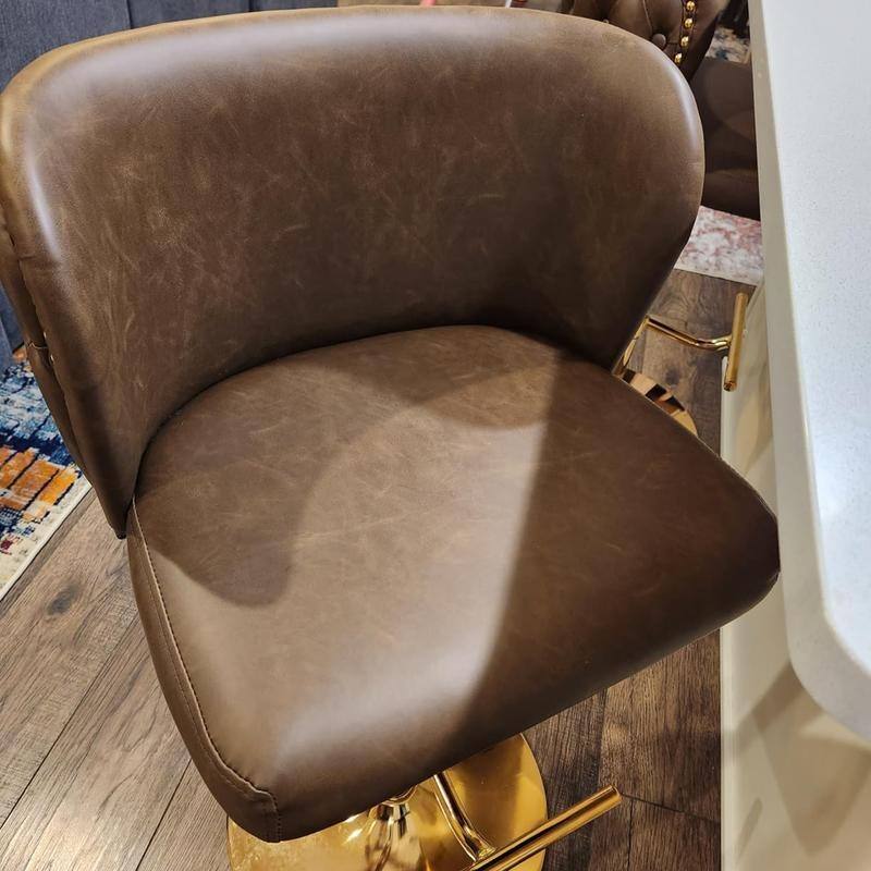 Modern Upholstered Swivel Adjusatble Height Leather Barstools Set of 6